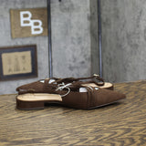 A New Day Womens Twiggy Multi Buckle Mini Heel Flats 94303758 Brown 7.5M