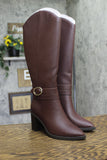 A New Day Womens Rhonda Under Knee Heeled Boots 94637580 Burgundy Brown Red 6M