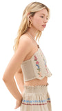 Agua Bendita Womens Serenity Linen Blend Crop Halter Top 17057 Blush Brown L