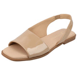 Journee Collection Womens Brinsley Slingback Flat Sandals Patent Nude Brown 8W