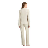Auden Cozy Ribbed Notch Collar Shirt and Pants Pajama Set Oatmeal Off White 2XL