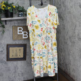 White Mark Womens Knit Crochet Trim Midi Dress Cream Floral Off White 2XL