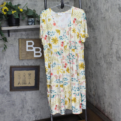 White Mark Womens Knit Crochet Trim Midi Dress Cream Floral Off White 2XL