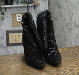 A New Day Womens Abba Sequin Foldover Tall Boots 91636693 Black 9.5M