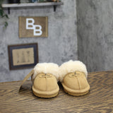Bearpaw Suede Faux Fur Water-Repellent Slip-On Slippers Iced Coffee Brown 8T