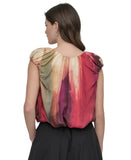 DKNY Womens Rumpled Abstract-Print Blouse Woven June Brush Stroke Red Multi XL