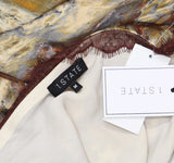 1. State Lace-Trim Halter Sleeveless Maxi Dress Brown Rust Copper / Multi M