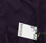 Kensie Womens Tulip-Sleeve Tie-Waist Dress KDTP2921 Eggplant Purple 6