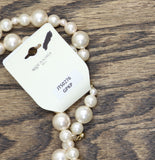 G. Comet Dangly Earrings Cable Chain Necklace Set Gold / Pearl White 37" + 4"