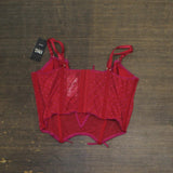 INC International Concepts Womens Printed Bustier Corset Crimson Leaf Red L