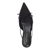 Marc Fisher Pointed Toe Faux Suede Kitten Heel Mules with Bow MFFLORIN3 Black 9M