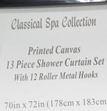 Classical Spa Collection Curtain Set with Hooks Gray Multi 70 in. x 72 in.