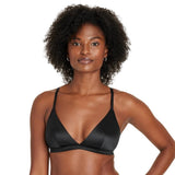 Auden Womens Satin Unlined Triangle Bralette 90189196 Black XL