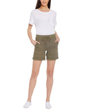 NYDJ Womens Petite Drawstring Roll Cuff Lift Tuck Cargo Shorts Moss Green 16P