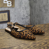 A New Day London Lace Slingback Bow Flats 94303556 Cheetah Brown Multi 7.5M