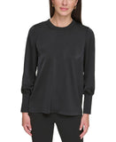 DKNY Womens Petite Ribbed-Trim Matte Satin Shirt Top XH3TT124