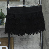 American Rag Cie Tiered Laser-Cut Faux-Suede Cropped Shorts Classic Black M