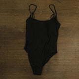 Cotton On Womens Thin Strap Low-Scoop One Piece Swimsuit Black Shimmer S