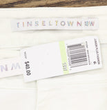 Tinseltown High-Rise Distressed Mom Jeans with Raw Hems Bright White 18W