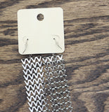 Melody Dangly Chevron Link Chain Earrings Silver Gray 5"