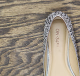 On 34th Womens Millee Embellished Bow Pointed-Toe Flats Silver Tweed Gray 5.5M