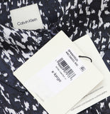 Calvin Klein Womens Satin Button Up Belted Dress 44C060G Inkwell Blue Multi XL