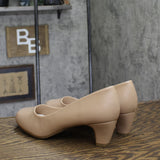 Journee Collection Faux Leather Kitten Block Heel Pumps LUU-M Nude Brown 11M