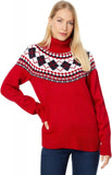 Tommy Hilfiger Argyle Fair Isle Turtleneck Sweater J2XS0184 Scarlet Red Multi S