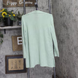 Anne Klein Carmel Open-Front Button Cuff Cardigan Juniper Crocodile Green M