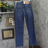 Levi's Wedgie Straight Jeans Button Fly High Rise Indigo Here We Go Blue 24x28