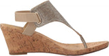 White Mountain All Good Women's Cork Wedge Sandal Light Gold / Glitter 7.5M