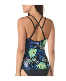 Beach House Sport Womens Mesh Lined Propel Swim Tankini Top Black Multi 12