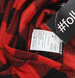 #followme Hooded Onepiece Pajama with Zip and Pockets Buffalo Plaid Red Black M