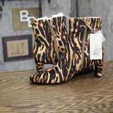 A New Day Block Heel Ankle Boots with Memory Foam Tiger Print Brown Multi 7M