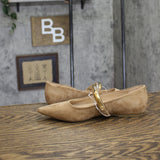 A New Day Womens Cassidee Metal Mary Jane Flats 94462490 Taupe Brown 6M