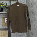 Under Armour Mens Baselayer Active Thermal Mock Neck Long Sleeve Shirt Brown L