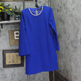 Tahari ASL Womens Rhinestone Trim Shift Dress DAM625-T4 Cobalt Blue 8