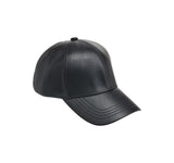 Aqua Vegan Leather Baseball Cap with Adjustable Buckle HT24944 Black