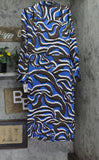 Donna Morgan Womens Long Sleeve Collared Wrap Midi Dress Blue / Black Multi 16