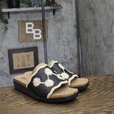 JBU By Jambu Comfort Casual Fashion Slip On Wedge Sandal Black / White 9.5M