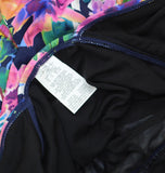 Swim Solutions Neck Garden Dreams Flutter One-Piece Swimsuit Navy Blue Multi 12