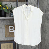 Nine West Womens Button Up Woven Collared Shirt Top 1661b3c3366953 Off White S
