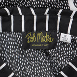 Bob Mackie Womens Woven Pinstriped Print Button Front Blouse A305229 Black 1X