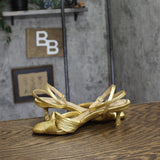 Jewel Badgley Mischka True Kitten Heel Sandals Wrap Strap Gold Yellow 6.5M