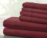 Home Collection 6-Piece Bed Sheet Microfiber Solid Set Burgundy Red King