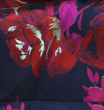 Adrianna Papell Pockets Pleated Floral Jacquard Dress Navy Blue / Pink Multi 6