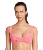 Becca Standard Color Code Shirred Underwire Bikini Top Swim Coral Reef Pink S