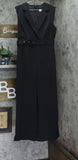 Petal And Pup Sienna Belted Buckle Pleated Collared V Neck Jumpsuit Black L