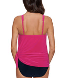 Magicsuit Womens Solid Winnie Cowl Neck Underwire Tankini Top Swim Ruby Pink 12