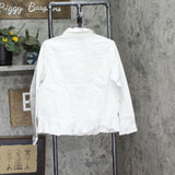 DG2 by Diane Gilman Womens Ruffle Hem Button Up Trucker Jacket 714975 White L